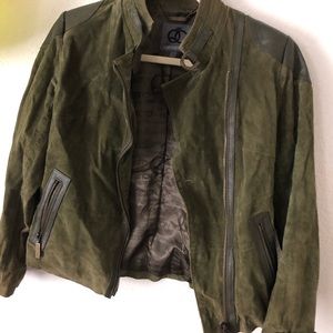 Forrest green utility leather jacket